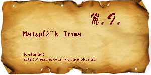 Matyók Irma névjegykártya